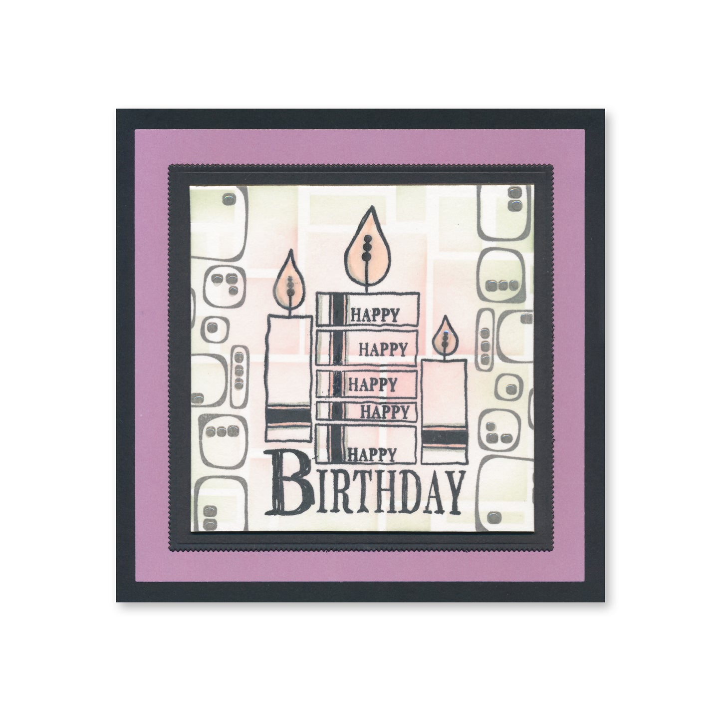KISS by Clarity - Tina's Retro Set 1 - Banners, Candles, Hearts & Leaves A5 Stamp Trio