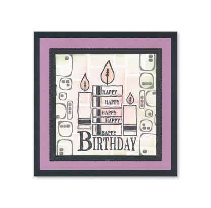 KISS by Clarity - Tina's Retro Set 1 - Banners, Candles, Hearts & Leaves A5 Stamp Trio