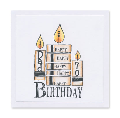 KISS by Clarity - Tina's Retro Set 1 - Banners, Candles, Hearts & Leaves A5 Stamp Trio