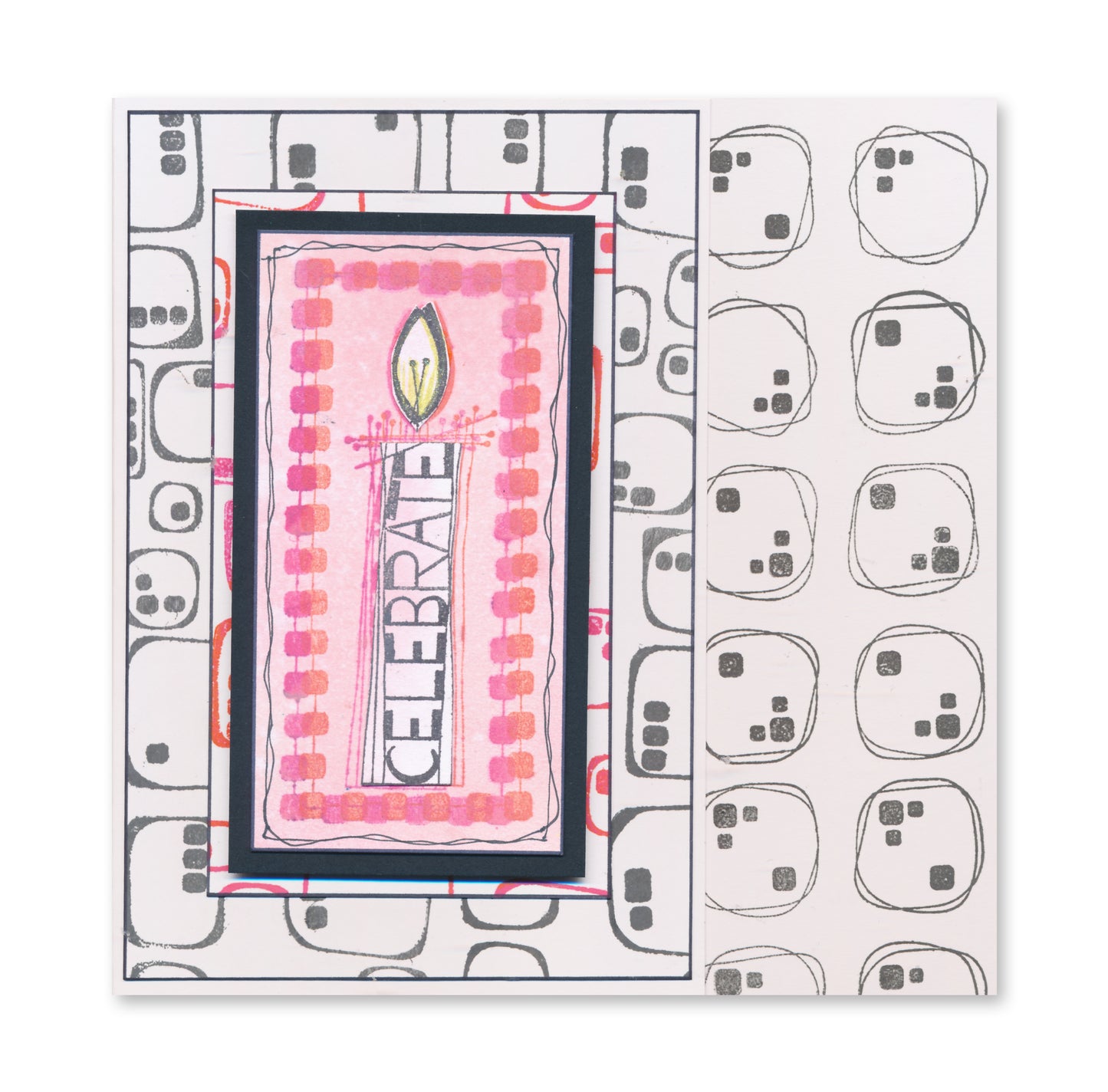 KISS by Clarity - Tina's Retro Set 1 - Banners, Candles, Hearts & Leaves A5 Stamp Trio