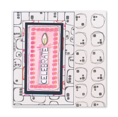 KISS by Clarity - Tina's Retro Set 1 - Banners, Candles, Hearts & Leaves A5 Stamp Trio