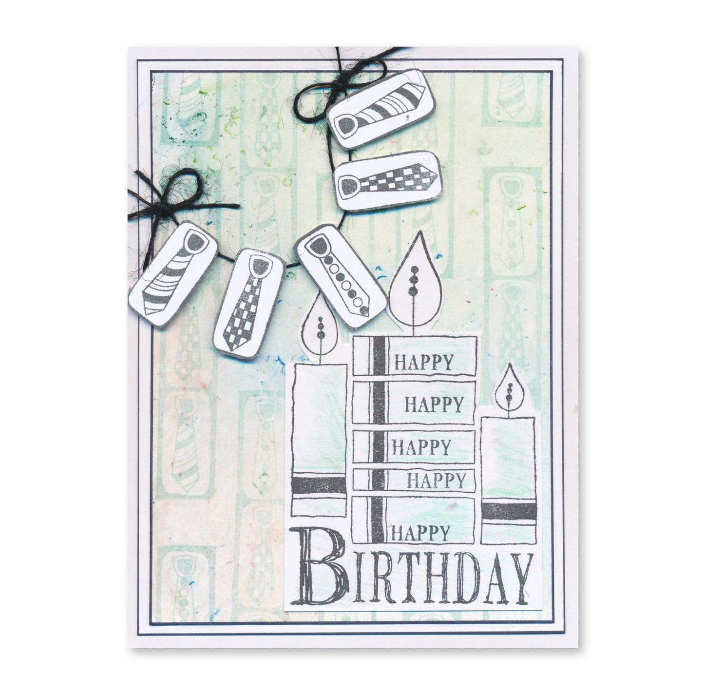 KISS by Clarity - Tina's Retro Set 1 - Banners, Candles, Hearts & Leaves A5 Stamp Trio