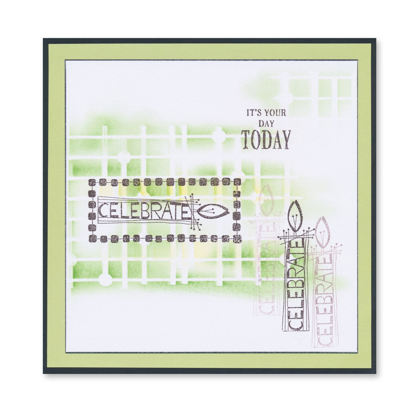 KISS by Clarity - Tina's Retro Set 1 - Banners, Candles, Hearts & Leaves A5 Stamp Trio