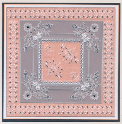 Tina's Small Floral Swirls & Corners A5 Square Groovi Plate Duo