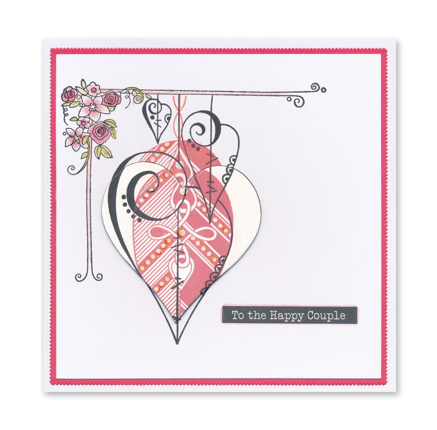 KISS by Clarity - Tina's Retro Hearts & Leaves A5 Stamp Set