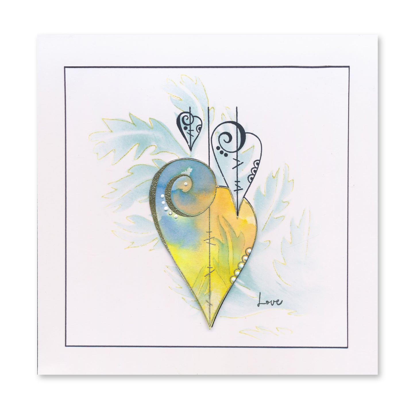 KISS by Clarity - Tina's Retro Set 1 - Banners, Candles, Hearts & Leaves A5 Stamp Trio