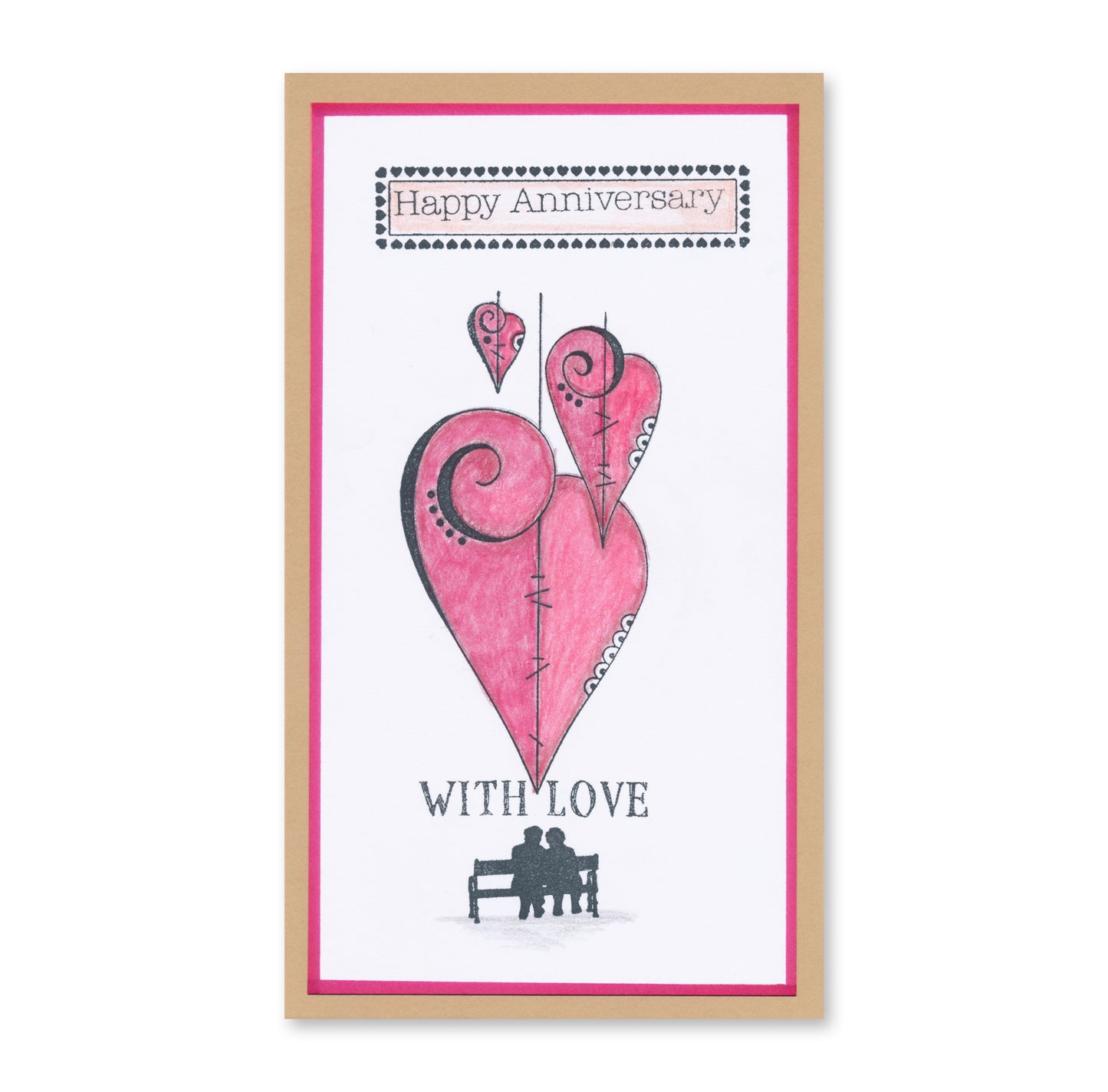 KISS by Clarity - Tina's Retro Set 1 - Banners, Candles, Hearts & Leaves A5 Stamp Trio