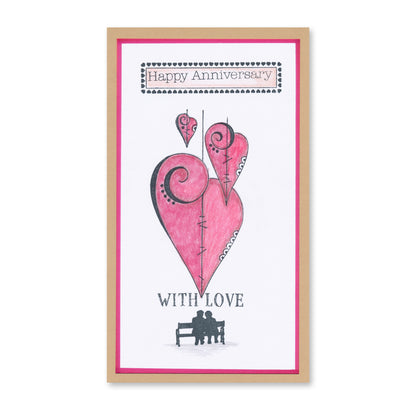 KISS by Clarity - Tina's Retro Set 1 - Banners, Candles, Hearts & Leaves A5 Stamp Trio