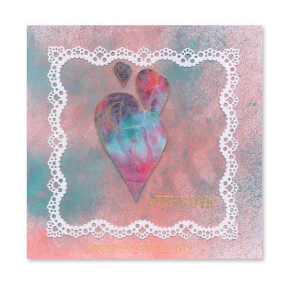 KISS by Clarity - Tina's Retro Set 1 - Banners, Candles, Hearts & Leaves A5 Stamp Trio