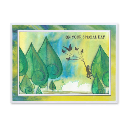 KISS by Clarity - Tina's Retro Set 1 - Banners, Candles, Hearts & Leaves A5 Stamp Trio