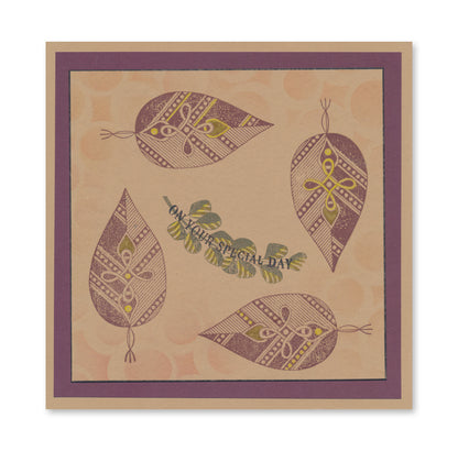 KISS by Clarity - Tina's Retro Set 1 - Banners, Candles, Hearts & Leaves A5 Stamp Trio