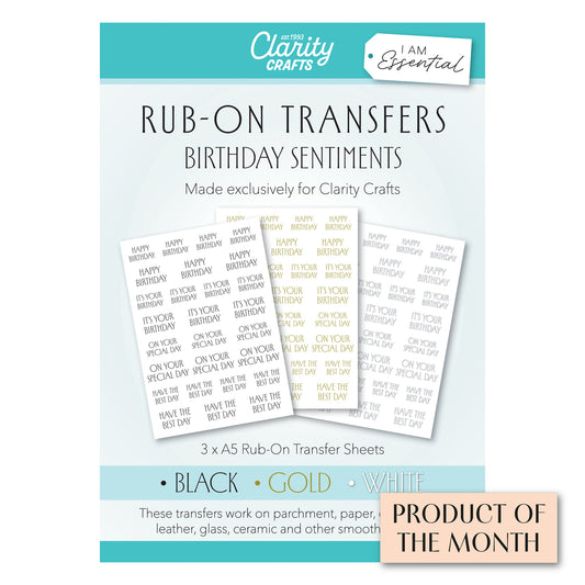 Clarity I Am Essential Birthday Sentiments Rub On Transfers