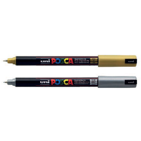 Gold & Silver - Uni Posca Marker Pen - PC-1MR - Ultra Fine