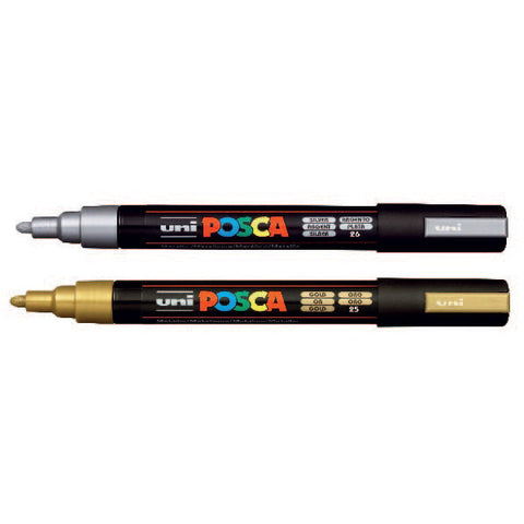 Gold & Silver - Uni Posca Marker Pen - PC-5M - Medium