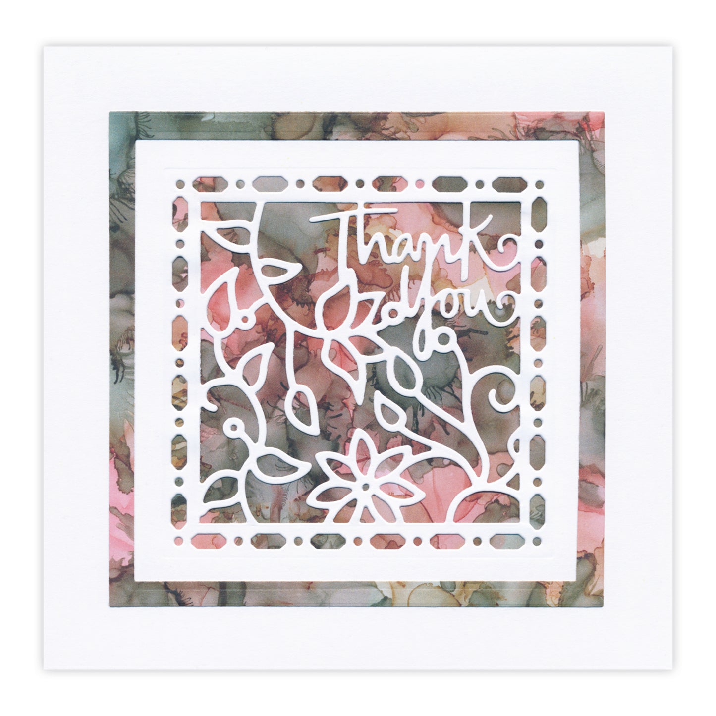 New Design Dies - 37 - Thank You Floral Flourish Aperture Die 3" x 3"