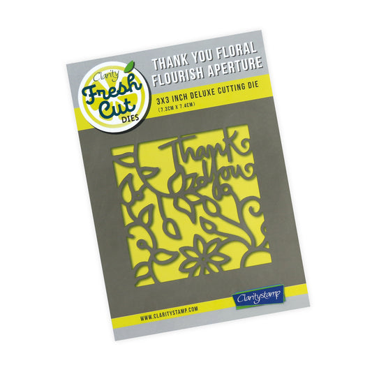 New Design Dies - 37 - Thank You Floral Flourish Aperture Die 3" x 3"