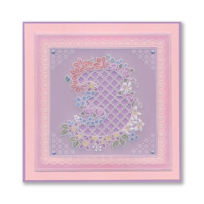 Linda's Floral Number 3 A6 Square Groovi Plate