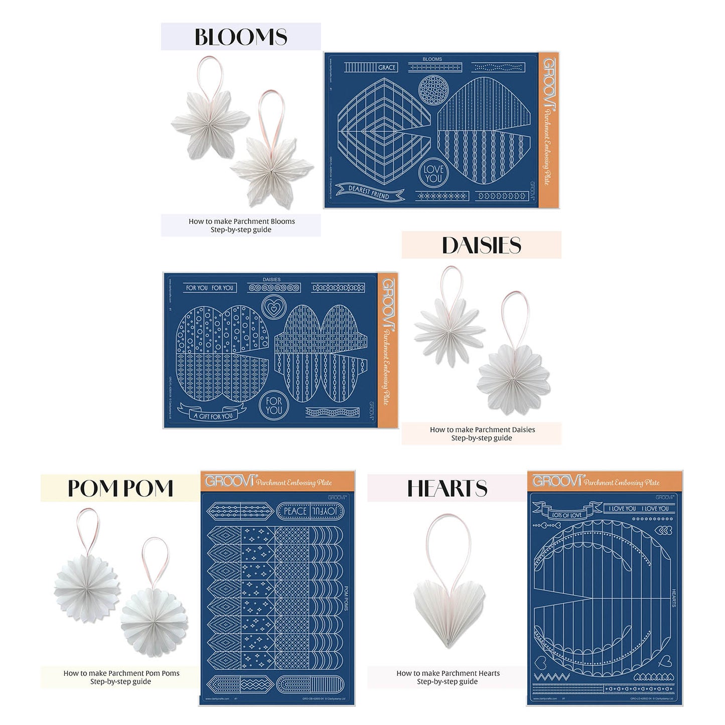 3D Florals & Hearts Tem-Plates A5 Groovi Plate Collection