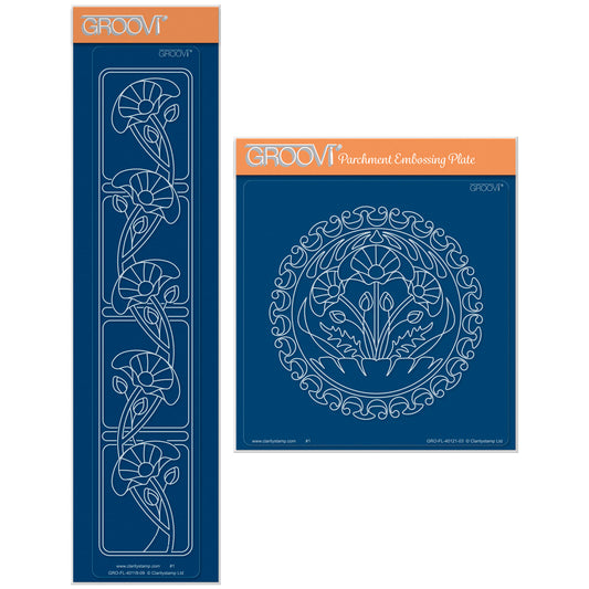 Art Nouveau Poppies A5 Square & Groovi Border Plate Set