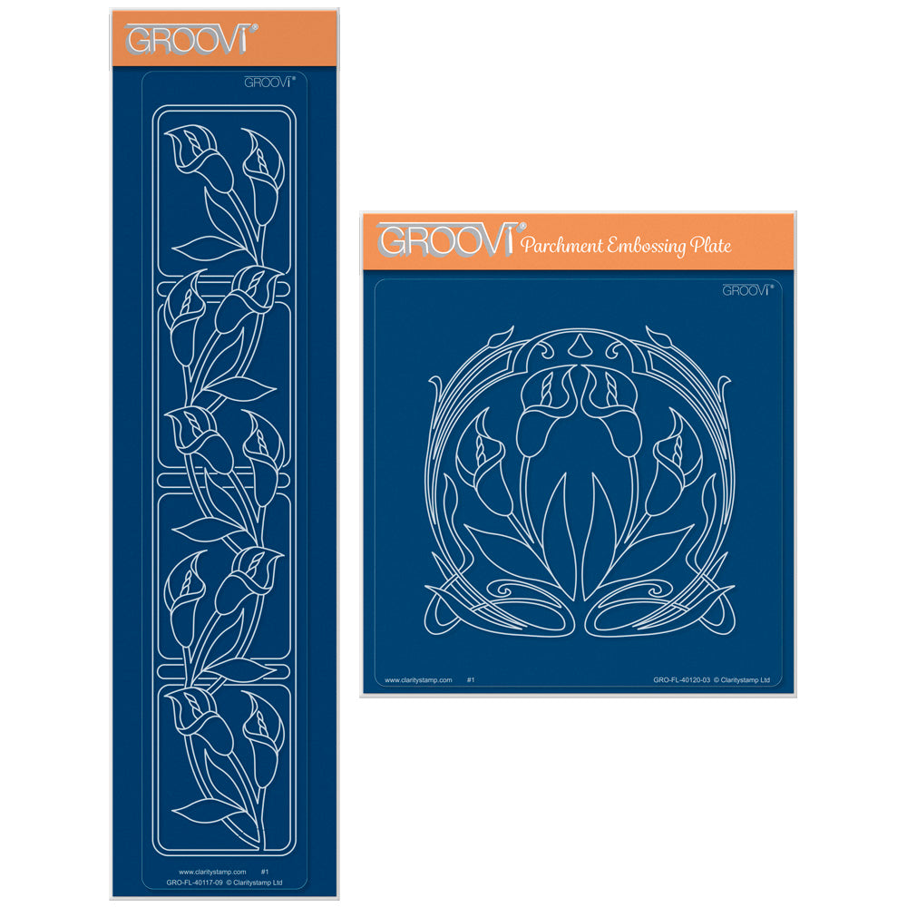Art Nouveau Lilies A5 Square & Groovi Border Plate Set