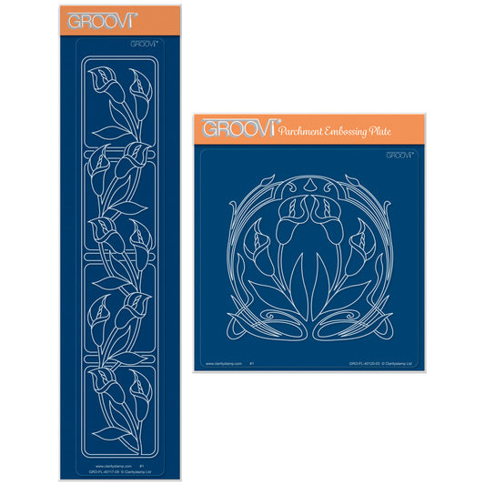 Art Nouveau Lilies A5 Square & Groovi Border Plate Set