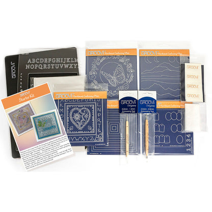 Deluxe Groovi Plate Starter Kit + Barbara's Loving Heart A5 Square Groovi Plate