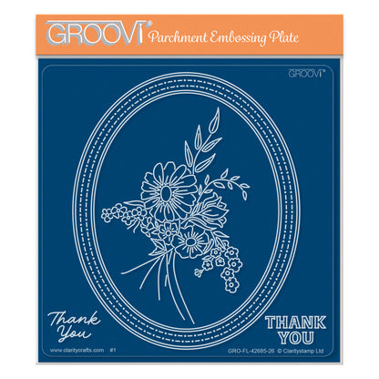 Country Garden Posy Midi Groovi Plate with floral posy design for parchment craft