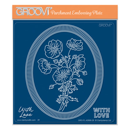 Poppy Posy Midi Groovi Plate with floral poppy design for parchment craft