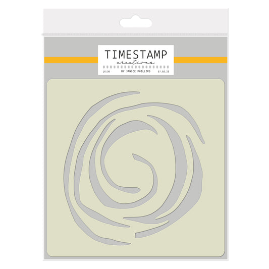 Timestamp Creations by Janice Phillips - The Swirl 5" x 5" Stencil