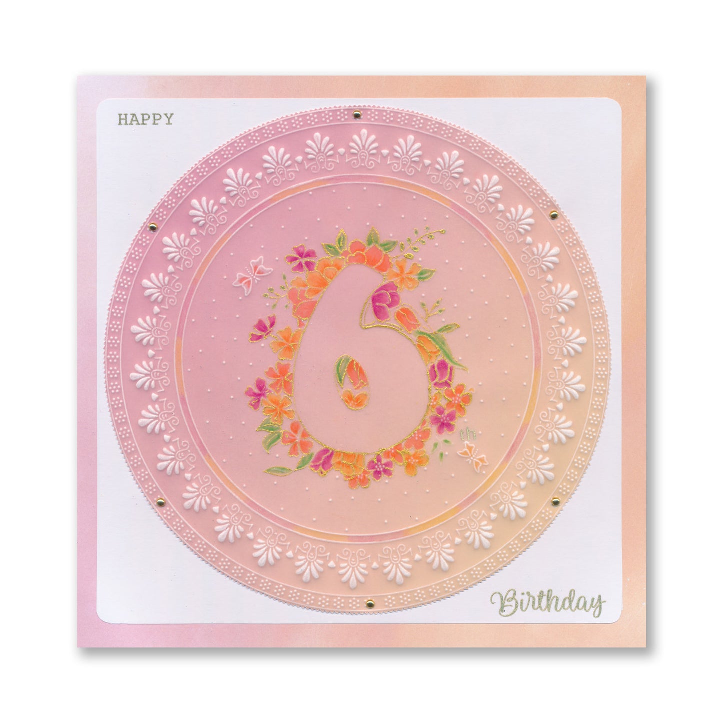 Linda's Floral Number 6 A6 Square Groovi Plate