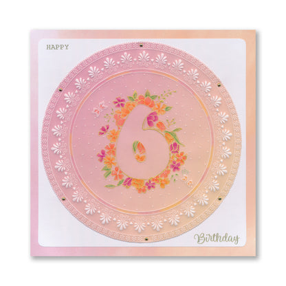 Linda's Floral Number 6 A6 Square Groovi Plate