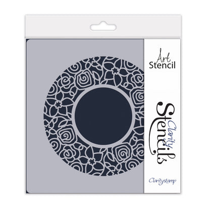 Barbara's SHAC Roses Circular Decorative Frame 7" x 7" Stencil