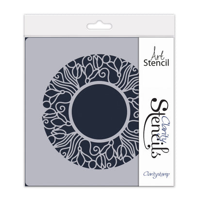 Barbara's SHAC Snowdrops Circular Decorative Frame 7" x 7" Stencil