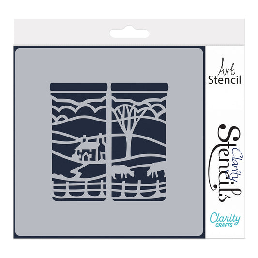 Room with a View 2 - Cows in a Field 7" x 7" Stencil