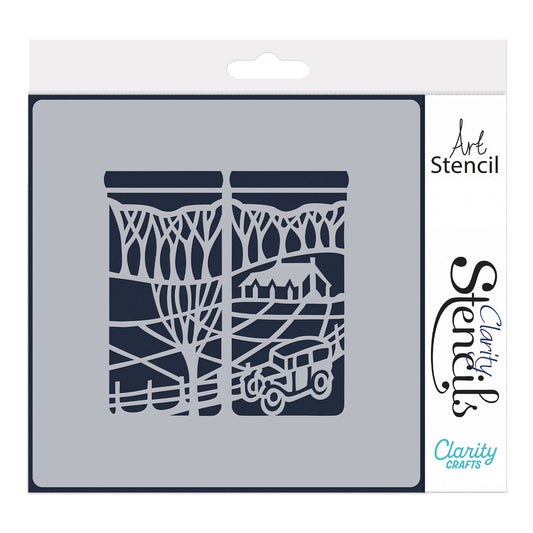 Room with a View 4 - Drive in the Countryside 7" x 7" Stencil