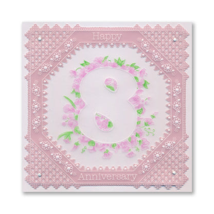 Linda's Floral Number 8 A6 Square Groovi Plate