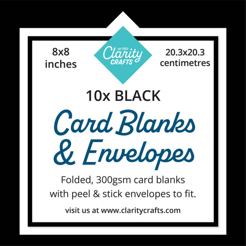 8" x 8" Black Card Blanks & Envelopes x10