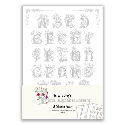 Barbara Gray's Floral Alphabet Posters - 3 x A3 + Floral Alphabet Key