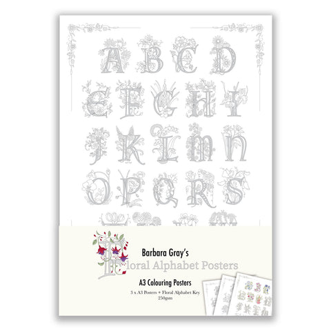 Barbara Gray's Floral Alphabet Posters - 3 x A3 + Floral Alphabet Key