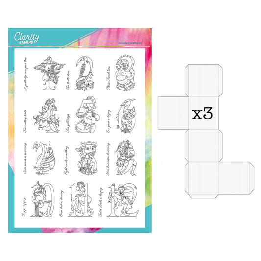 Barbara's 12 Days of Christmas A4 Stamp Set & Cube Boxes