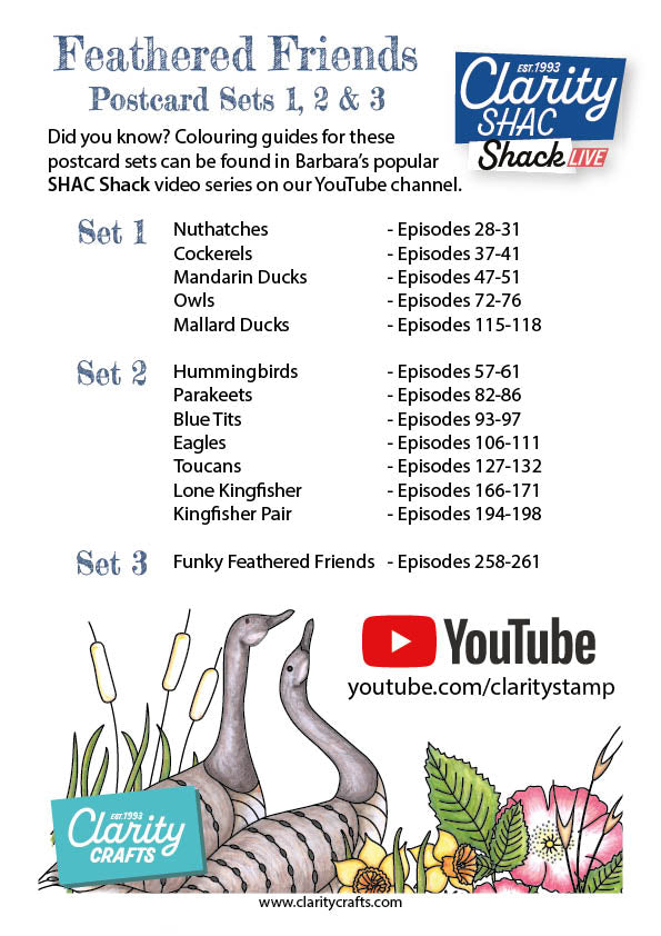 Colouring Postcards - Feathered Friends Collection Sets 1, 2 & 3