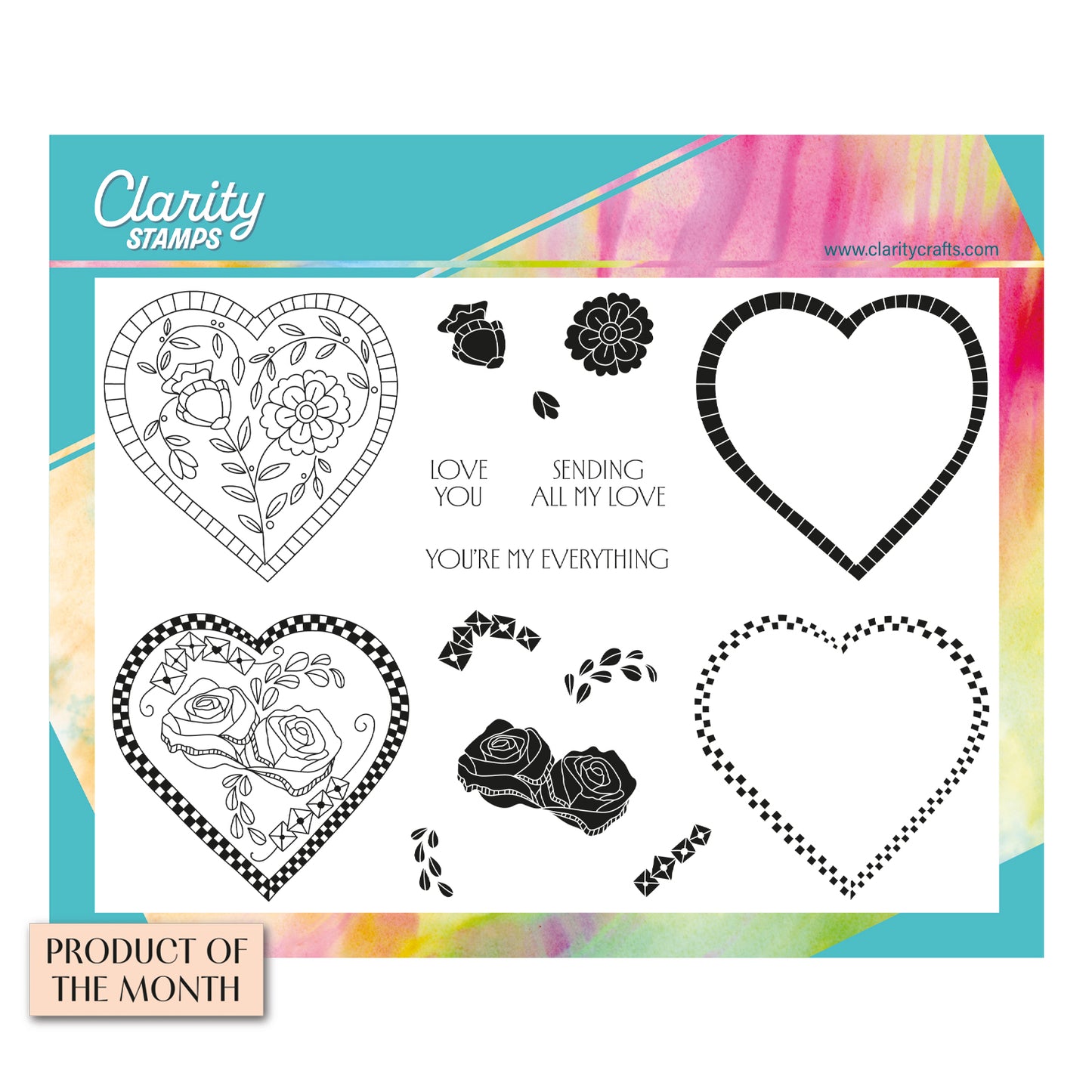 Barbara's Floral Hearts A5 Stamp & Mask Set