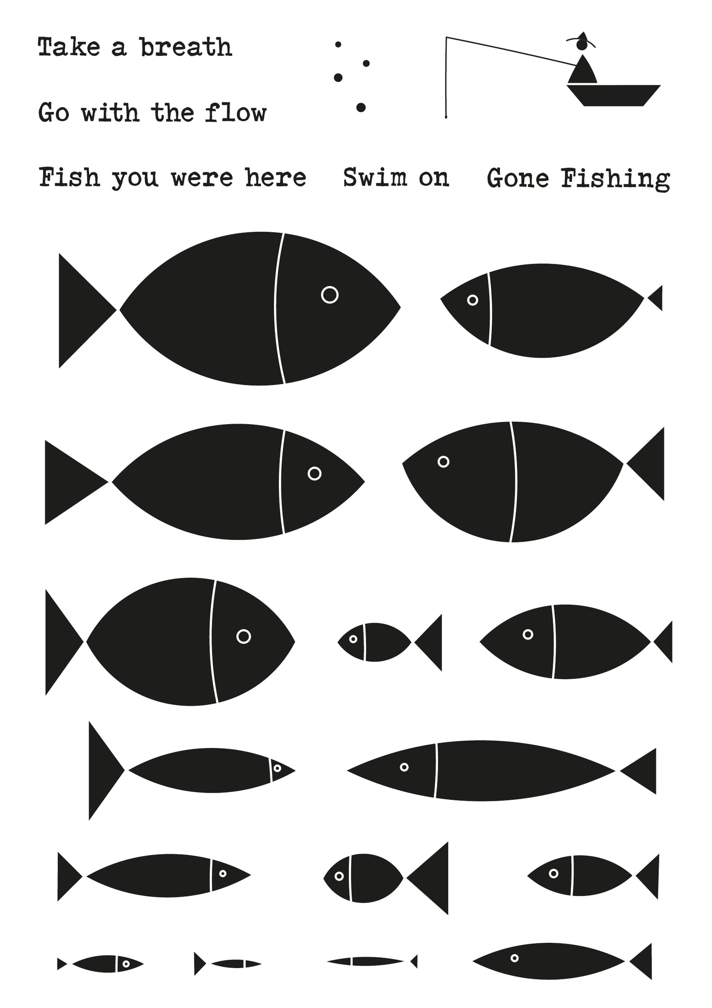 23 fish infill stamps for layered stamping and card making