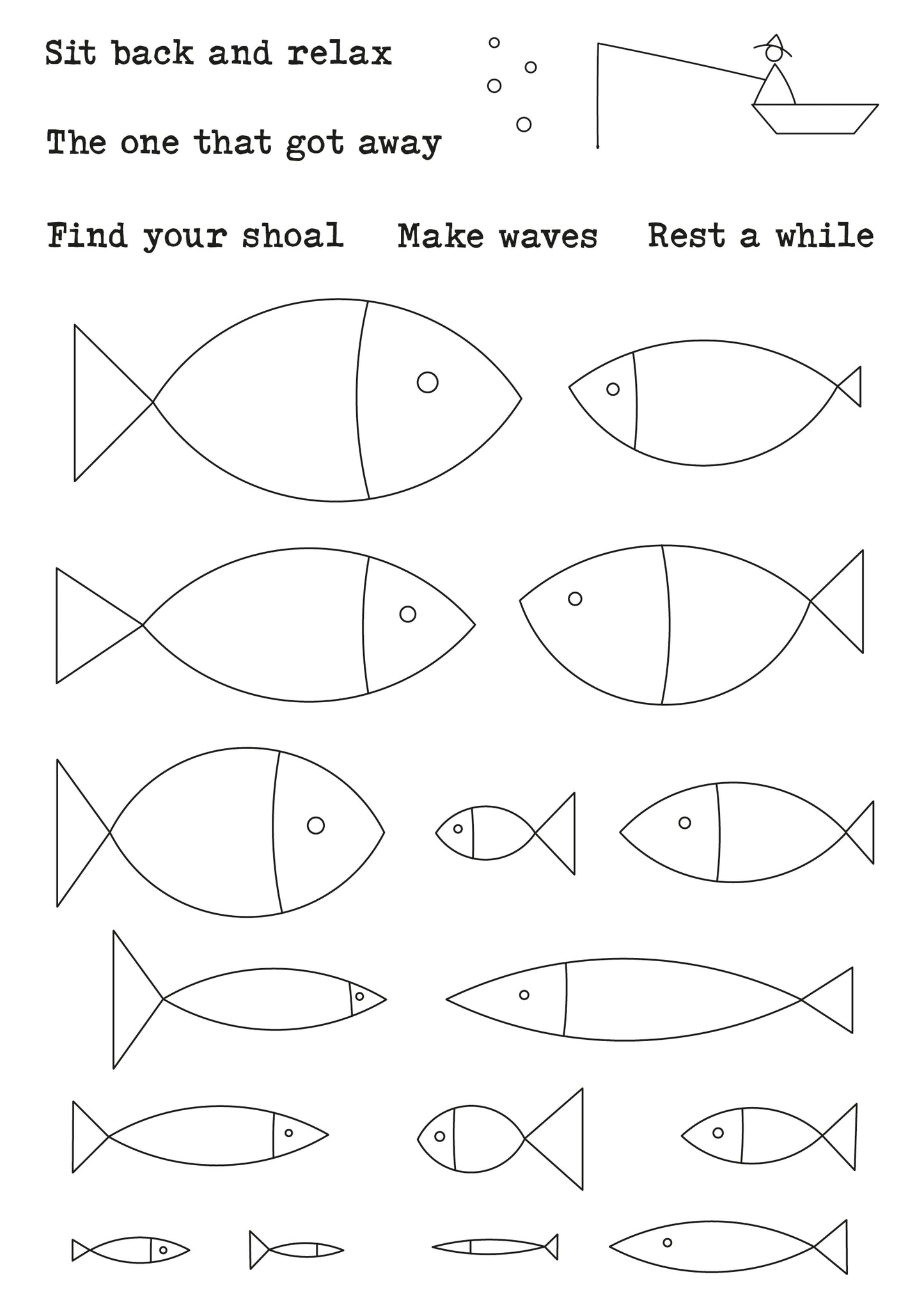 Barbara's SHAC Fish Outline A5 Stamp & Mask Set