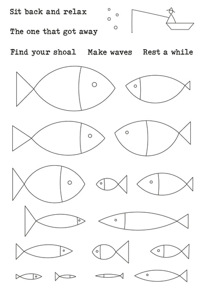 Barbara's SHAC Fish Outline A5 Stamp & Mask Set
