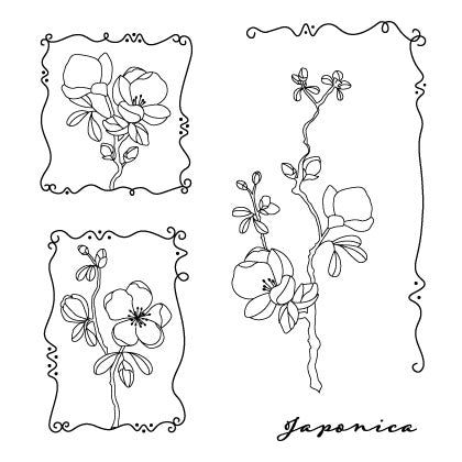 Barbara's SHAC Japonica Floral Panels A5 Square Stamp & Mask Set