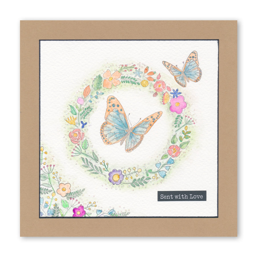 Butterfly Wreath A5 Square & A6 Square Stamp & Mask Collection