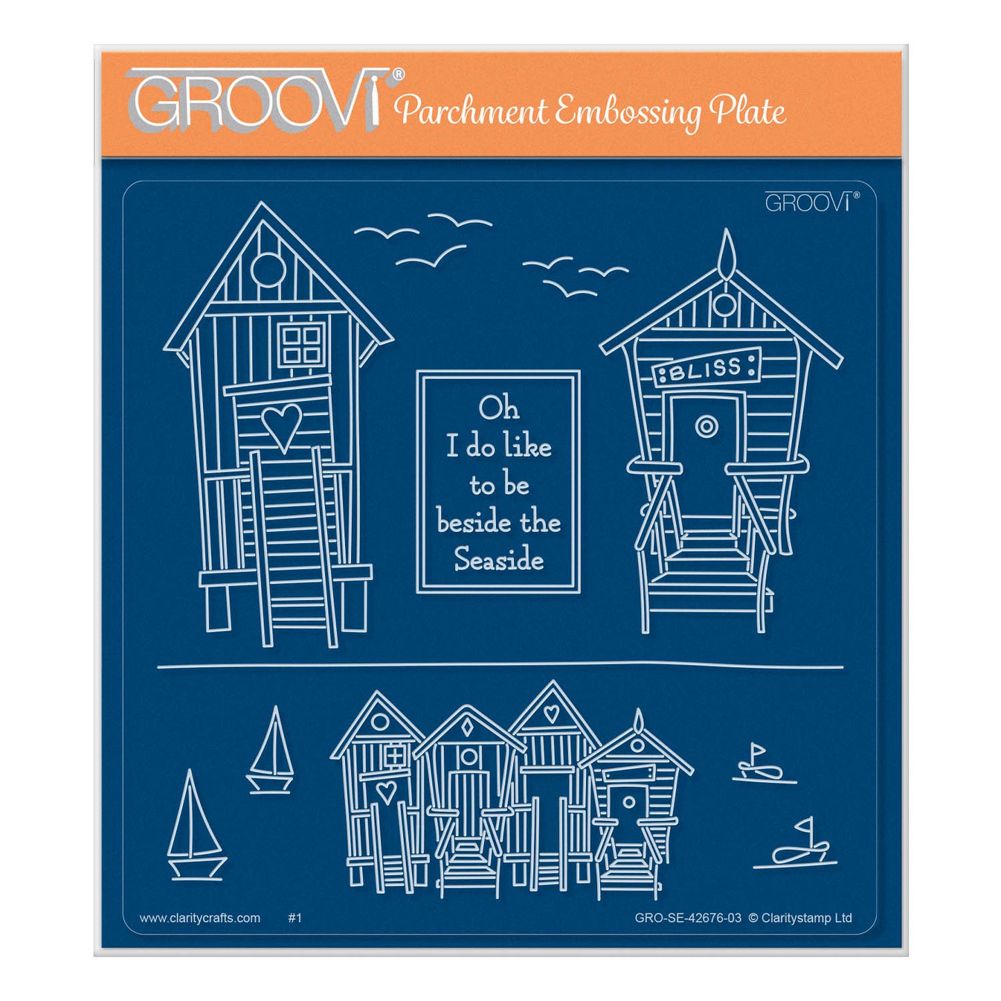 Barbara's SHAC Beach Huts A5 Square Groovi Plate