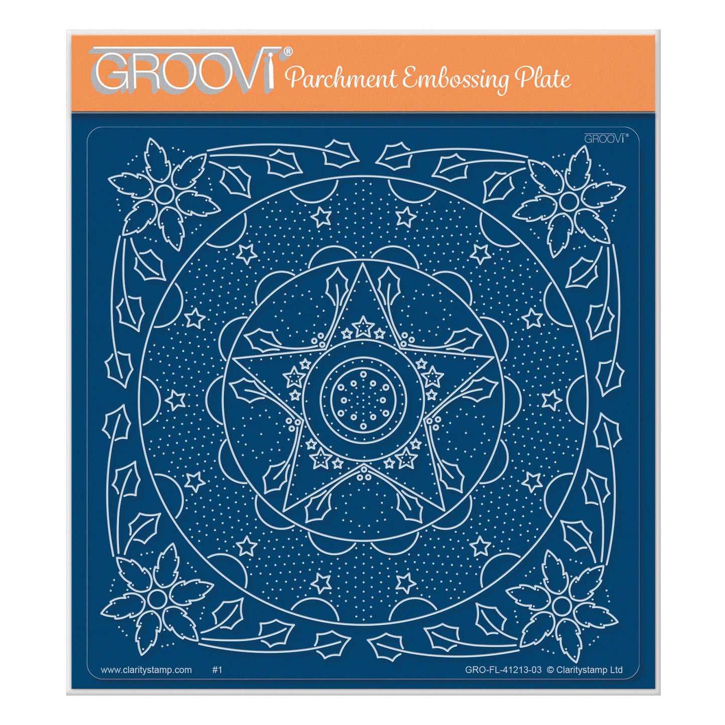 Embroidery Holly & Star A5 Square Groovi Plate