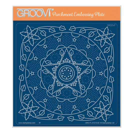 Embroidery Holly & Star A5 Square Groovi Plate